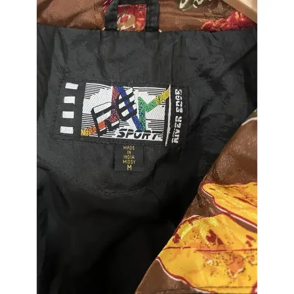 Vintage 90s RE Sport River Edge Bomber Jacket M Nylon Geometric Colorblock Retro - Picture 16 of 16